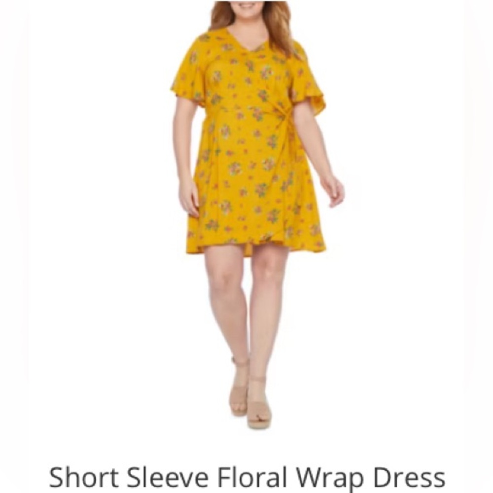 Peyton & Parker Yellow Floral Sundress Wrap Dress Size 2X